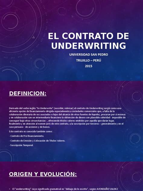 El Contrato De Underwriting Diapositivas Pdf Bancos Compartir