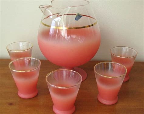 Vintage 1960s Pink Frosted Blendo Pitcher Set By West Etsy