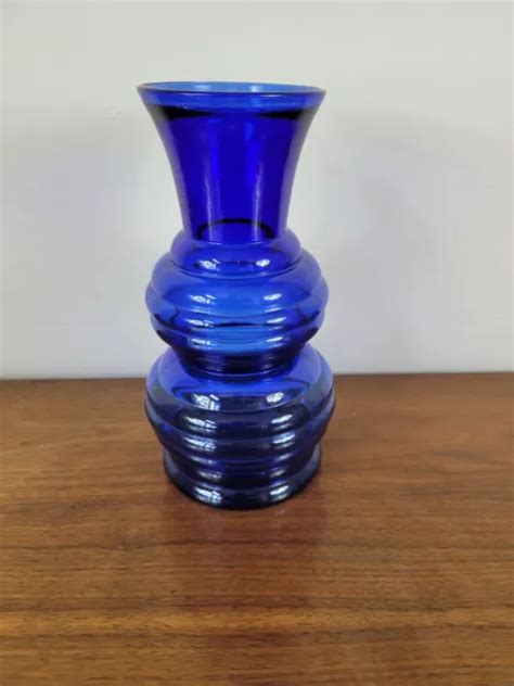 Vintage Cobalt Blue Beehive Vase Depression Glass 8 25 Marked Usa 3 22 00 Picclick
