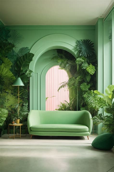 Cozy Interior On Light Green Colors Free Stock Photo - Public Domain