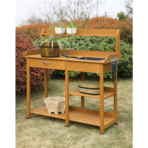 Potting Bench Outdoor Garden Planting Station Work Table