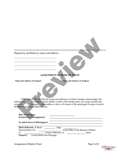 Nebraska Assignment Of Deed Of Trust By Corporate Mortgage Holder