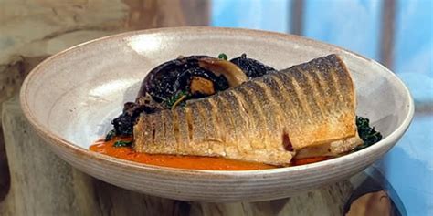 Roasted Sea Bass With Wild Mushrooms Saturday Kitchen Recipessaturday Kitchen Recipes