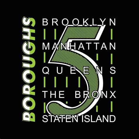 Five Boroughs Lettering Typography Vector Abstract Graphic