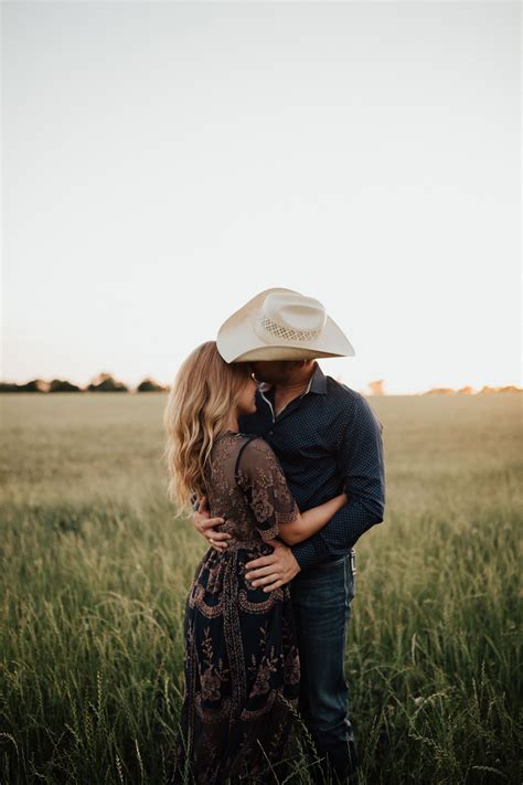Country Couple Field Engagement Session Western Engagement Western