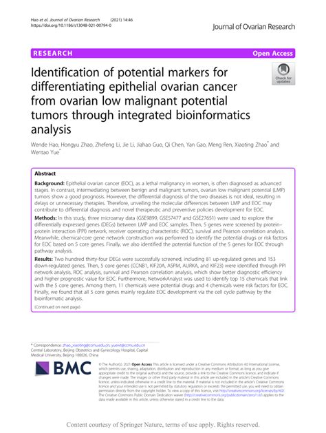 Pdf Identification Of Potential Markers For Differentiating
