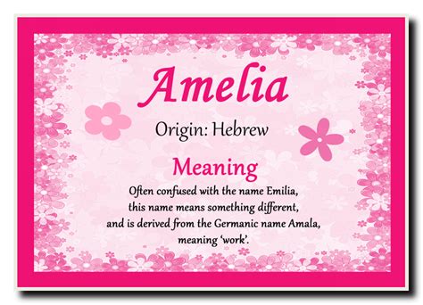 Amelie Personalised Name Meaning Certificate The Card Zoo