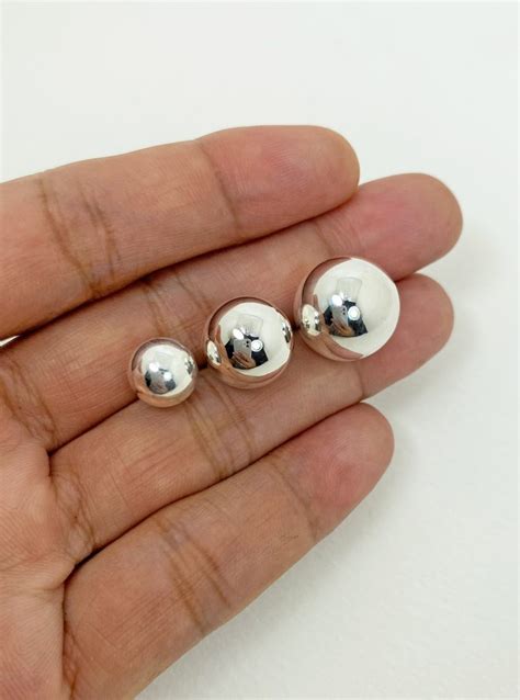 Silver Ball Stud Earrings Mm Mm Mm Sup Silver Sup Silver
