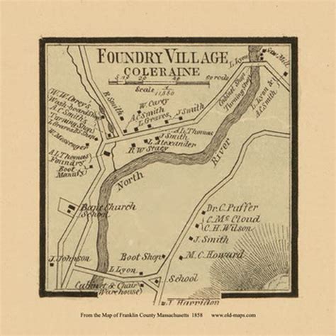 Foundry Village 1858 Old Town Map With Homeowner Names Colrain