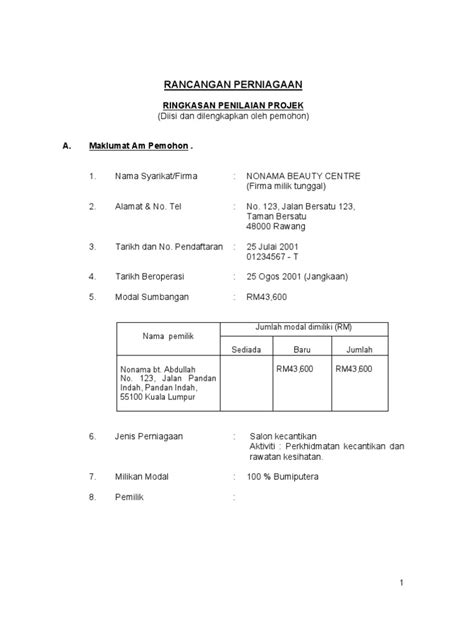 Rancangan perniagaan adalah merupakan dokumen bertulis yang memberikan keterangan berkenaan perniagaan atau projek yang hendak dijalankan secara menyeluruh dan terperinci. Rancangan Perniagaan : Salon Kecantikan