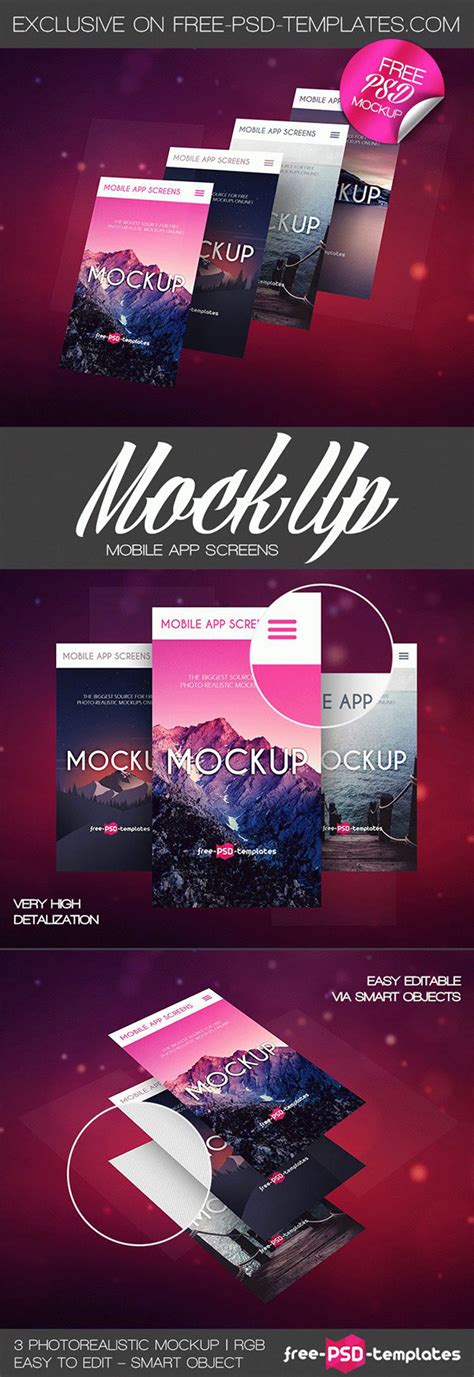 Download 3 Free Mobile App Screens Mock-ups in PSD on Behance