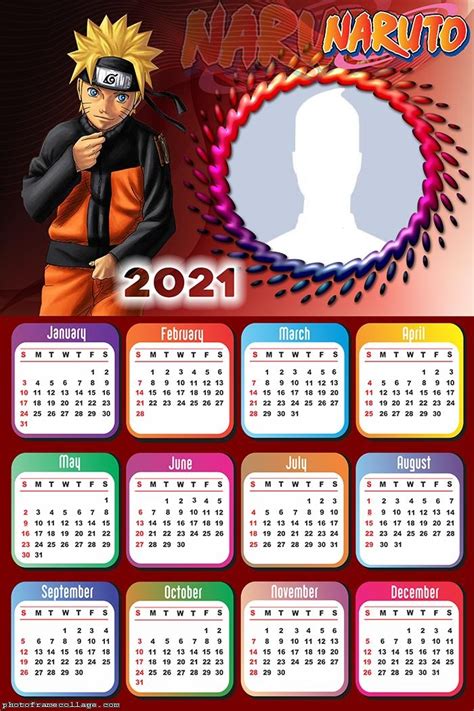 Calendar 2021 Naruto Uzumaki Personagens De Desenhos Animados