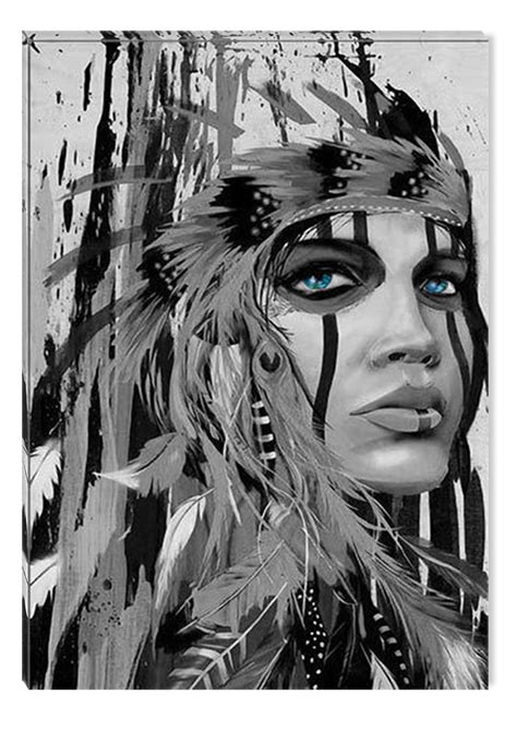 Startonight Canvas Wall Art Black And White Abstract Warrior Woman