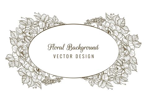 Oval Decorative Sketch Floral Card Frame 1270658 Vector Art At Vecteezy