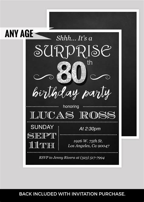 Dinywageman Surprise 80th Birthday Party Invitations