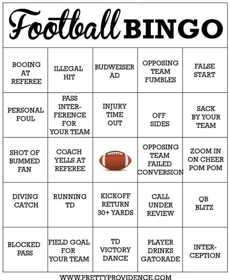 Free Printable Football Bingo Cards