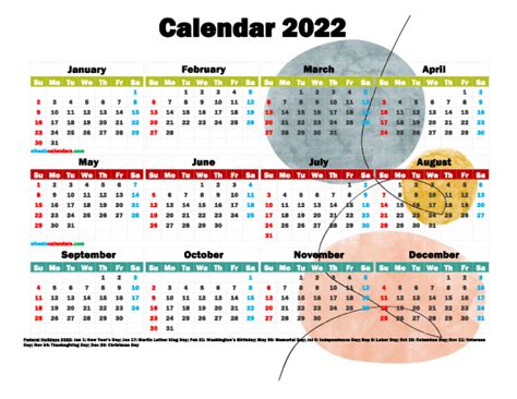 Free Printable 2022 Calendar With Holidays Premium Template 2661