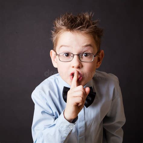 Little Boy Making Sign To Keep Silence Stock Image Image Of Glasses