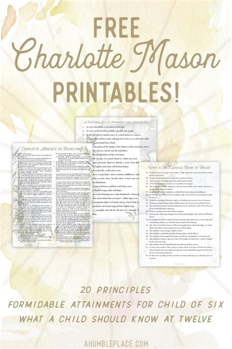 Free Charlotte Mason Printables
