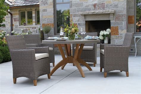 While wicker furniture is common will cover outdoor spaces and patios, sun. Driftwood Grey Wicker & Teak Dining Chairs & Grey ...