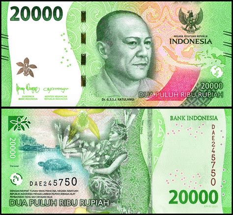 Indonesia 20000 Rupiah Banknote 2022 P 166 Unc