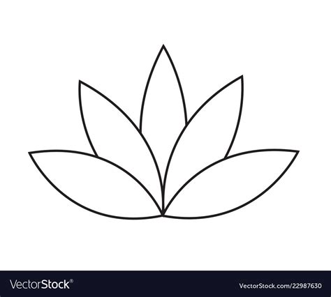 Black Outline Simple Lotus Or Water Lily Flower Vector Image