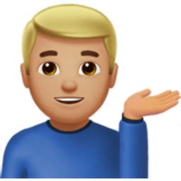 Man Tipping Hand: Medium-Light Skin Tone Emoji (U+1F481, U+1F3FC, U+ ...
