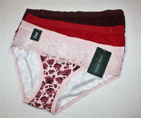 Laura Ashley Womens Bikini Panties 3 Pack Size Large Pretty Soft Silky