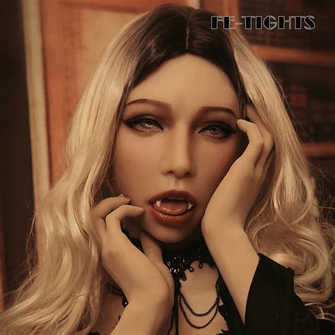 Vampire Poppycrossdress Full Head Realistic Silicone Female Girl Open Mouth Gag Cosplay