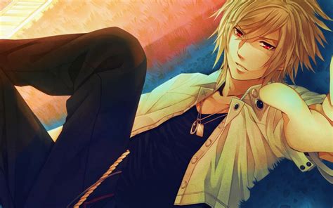 Guy Red Eyes Chain Is Anime Boy Blond Hair Wallpaper 1680x1050 Cool Anime Guys Anime