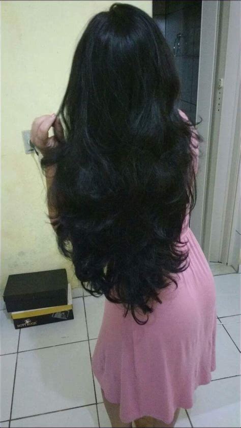 Waist Length Long Straight Black Hair With Layers Best Hairstyle Of