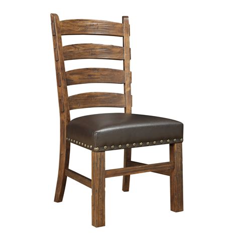Wallace And Bay Dodson Brindled Pine Dining Chair With Faux Leather Seat