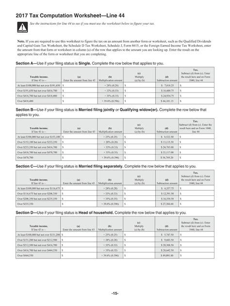 2017 Form Irs 1040 Tax Table Fill Online Printable Fillable Blank