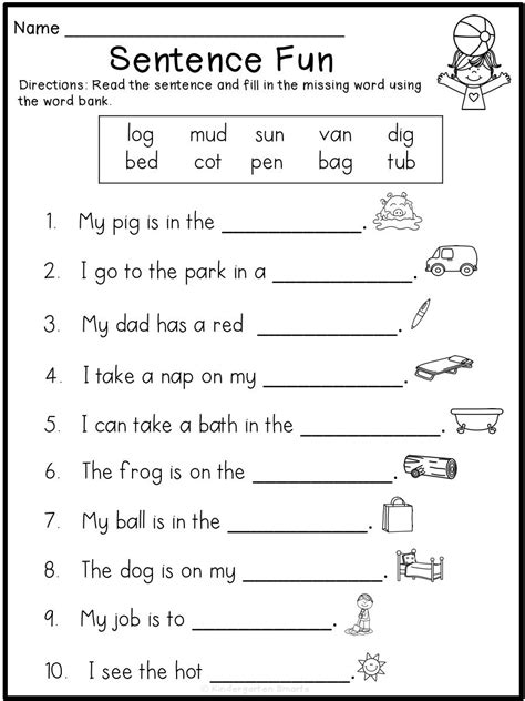 English Worksheets For Kindergarten Kindergarten Language Arts First
