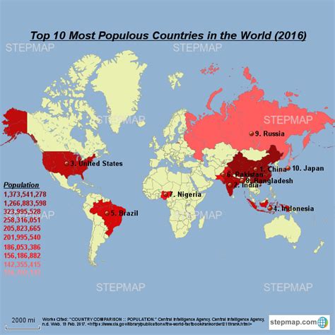 Map Of The Top 10 Most Populous Countries In The World Stephanie Kolessar
