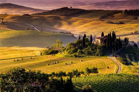 Early Morning At Podere Belvedere In Val Dorcia Tuscany Italy By