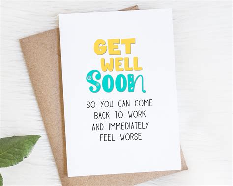 Funny Coworker Get Well Soon Card Etsy Uk