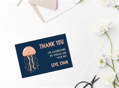 Under Sea Thank You Card Instant Download Personalised Thank Etsy