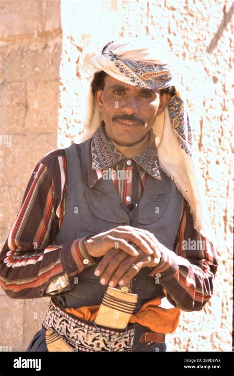 A Yemeni Man With A Traditional Jambia Knife And Headscarf In Rheida