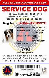 Service Animal Registry Number