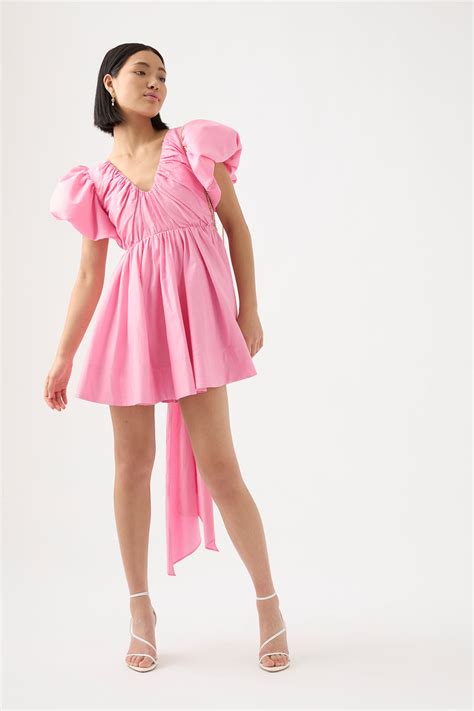 Gretta Bow Back Mini Dress Ballet Pink Aje