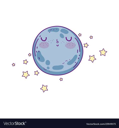 Cute Moon And Stars Kawaii Character Royalty Free Vector