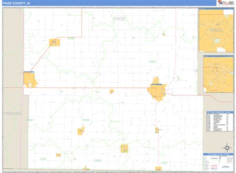 Page County Iowa Zip Code Wall Map