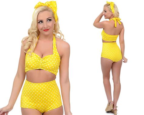 Not So Itsy Bitsy S More Modest Yellow Polka Dot Bikini Yellow