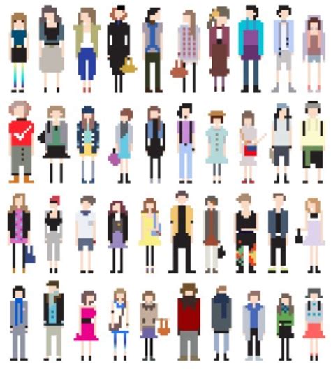 Free Vector Fashion Pixel People Collection 01 Titanui