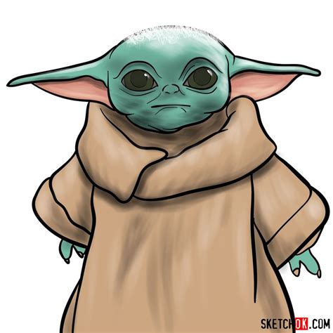 How To Draw Baby Yoda Sketchok Easy Drawing Guides