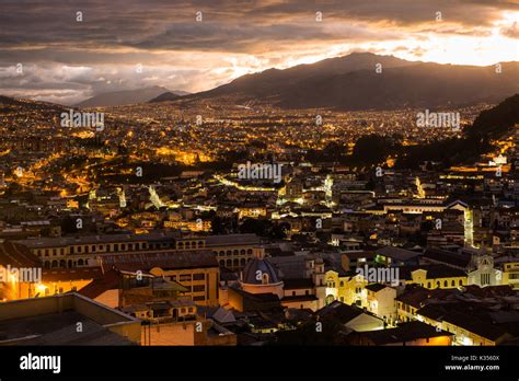 Quito The Capitol Of Ecuador By Night Stock Photo Alamy