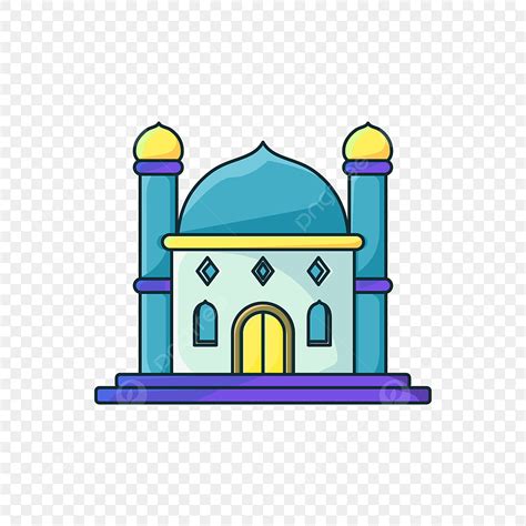 Gambar Masjid Kartun Beautiful Cartoon Mosque Vector With Yellow And