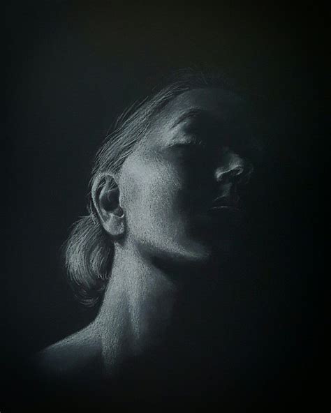 Chalk Drawing On Black Paper A Self Portrait Portrait Sketches