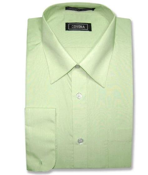 Mens Solid Mint Light Green Dress Shirt W Convertible Cuffs Sz 16 12